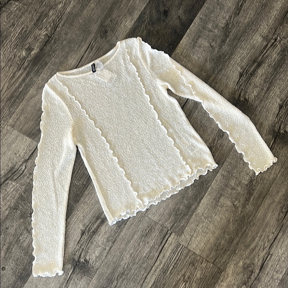 Divided/ H&M White knitted Textured Women's Top